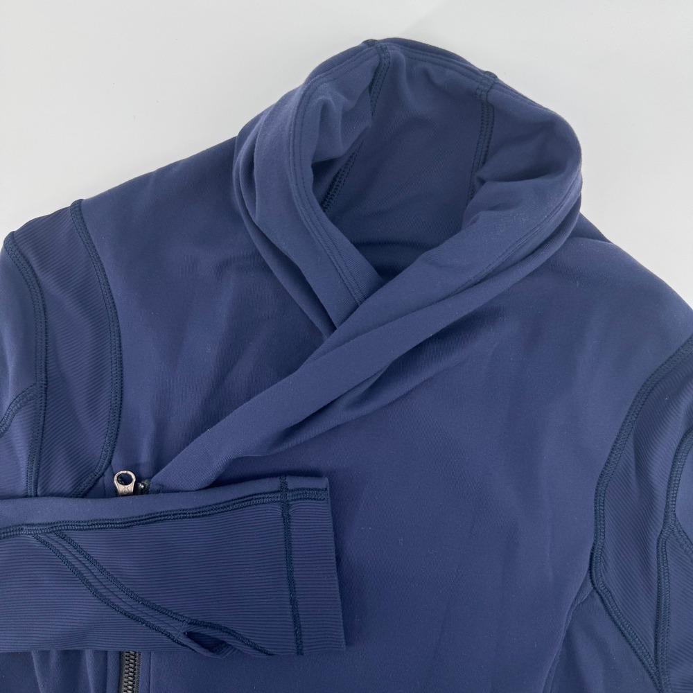 Lululemon Women 4 Bhakti Yoga Wrap Jacket Navy Zip Shawl Collar Thumbholes - Picture 1 of 8